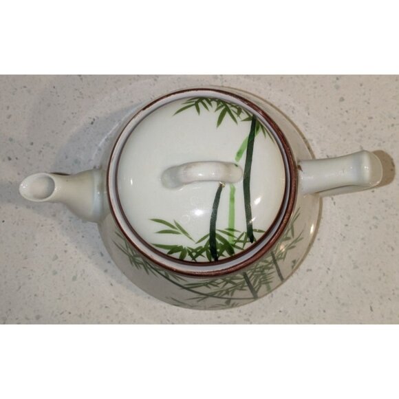 Vintage Japanese Kutani Bamboo Teapot Hand-Painted Bone China - Picture 9 of 13